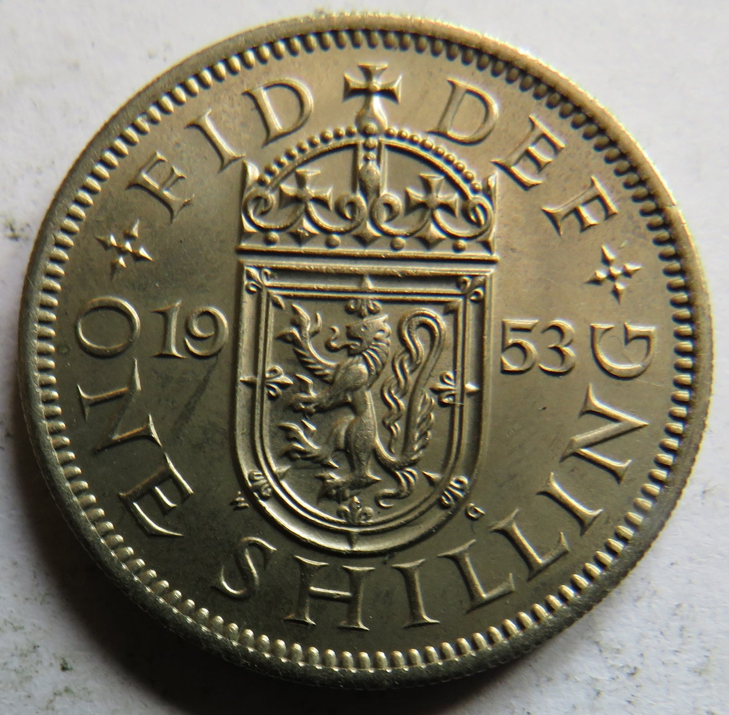 1953 Queen Elizabeth II (Scottish) One Shilling Coin In High Grade