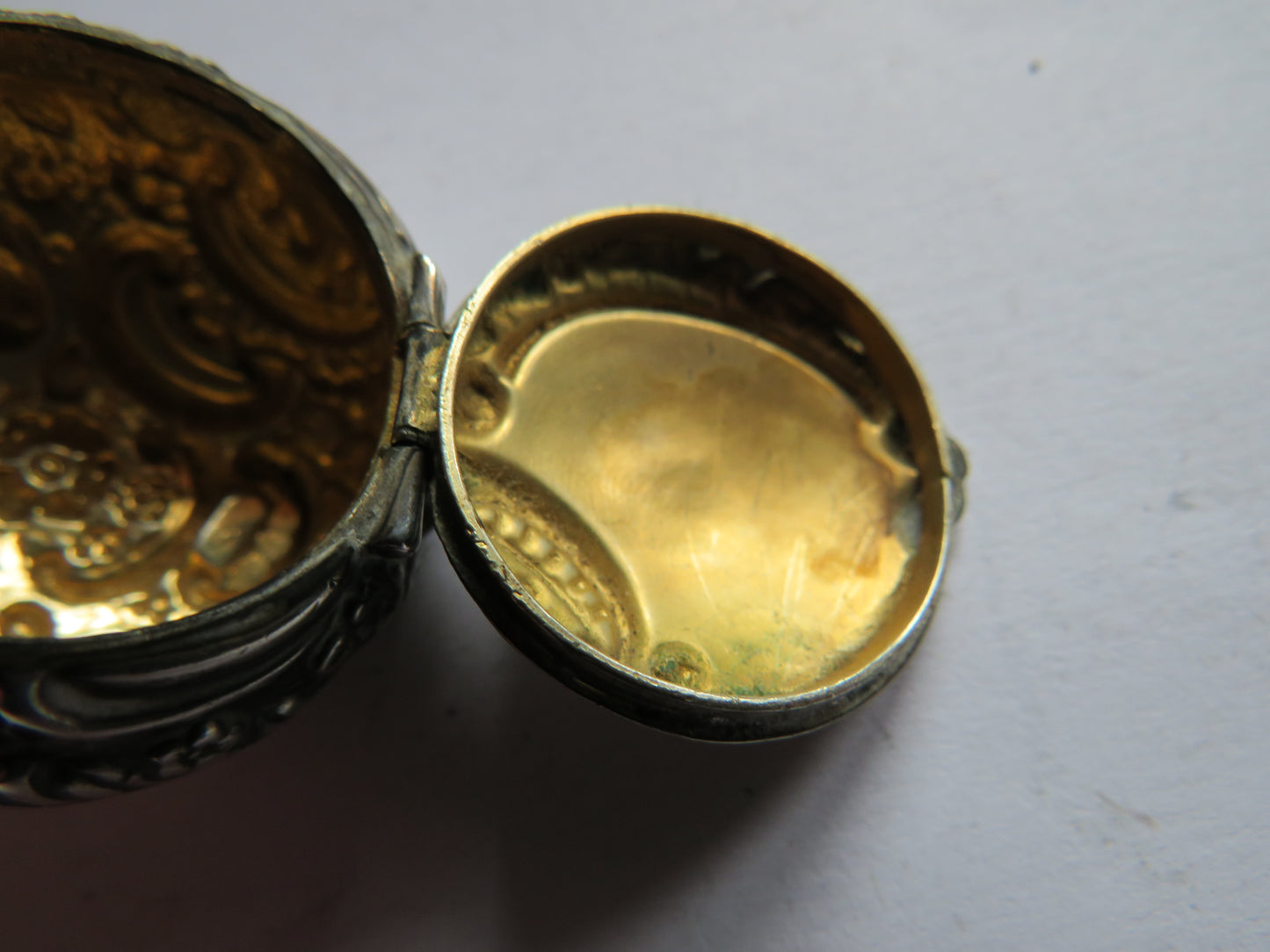 Antique Small Silver Pill Box With Floral Design