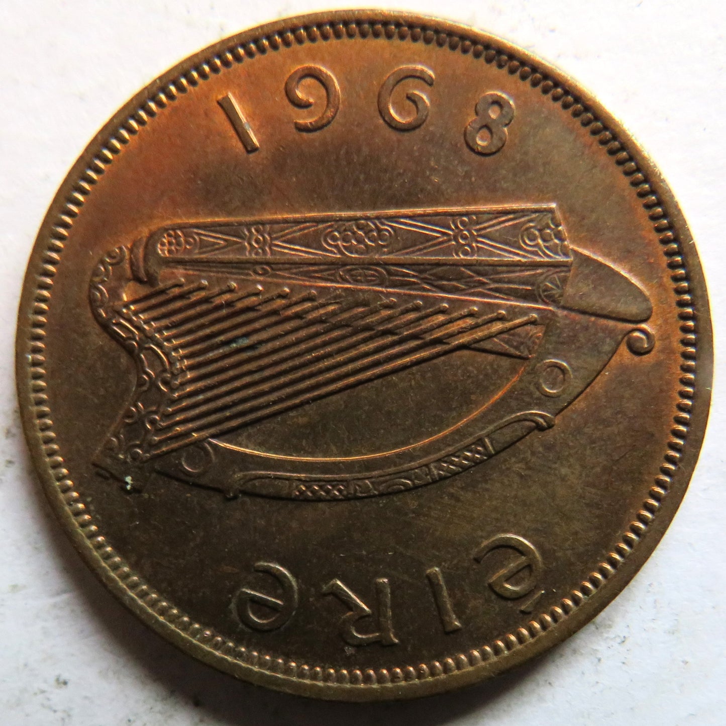 1968 Ireland One Penny Coin In High Grade