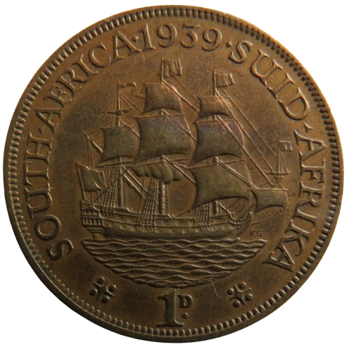 1939 King George VI South Africa One Penny Coin