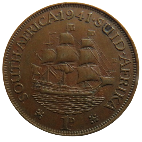 1941 King George VI South Africa One Penny Coin