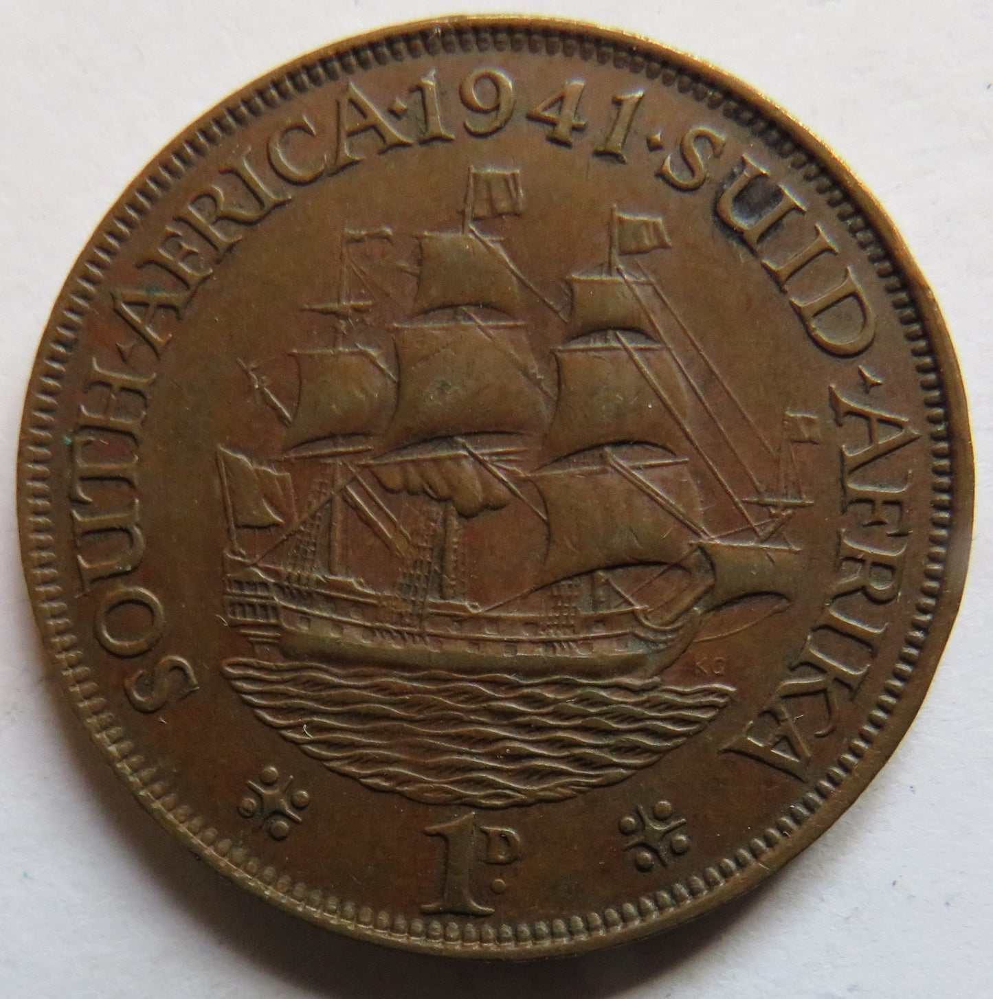 1941 King George VI South Africa One Penny Coin