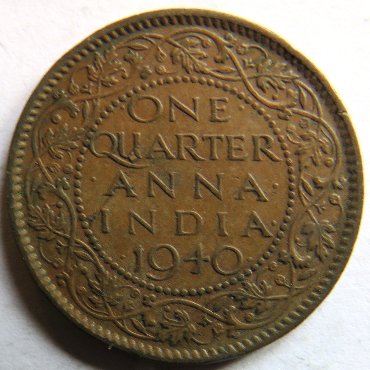 1940 King George VI India 1/4 Anna Coin