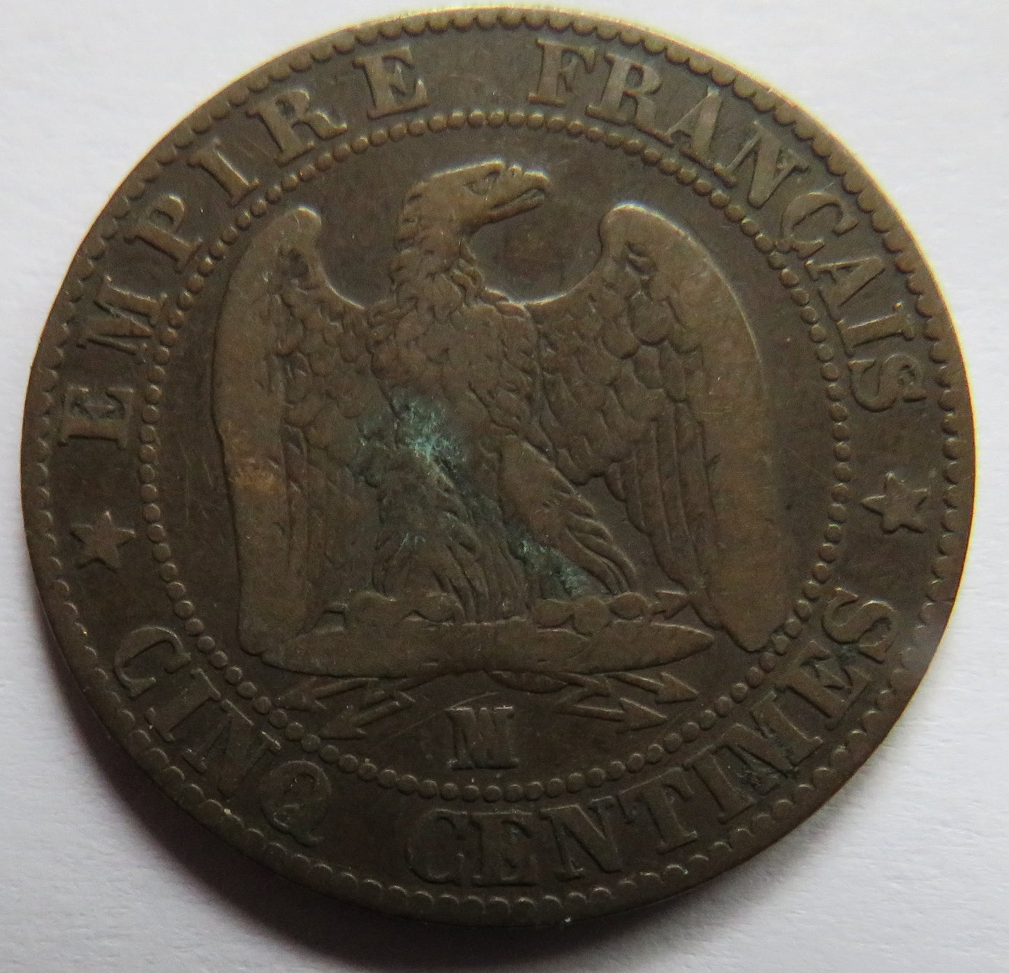 1855-MA France Napoleon III 5 Centimes Coin