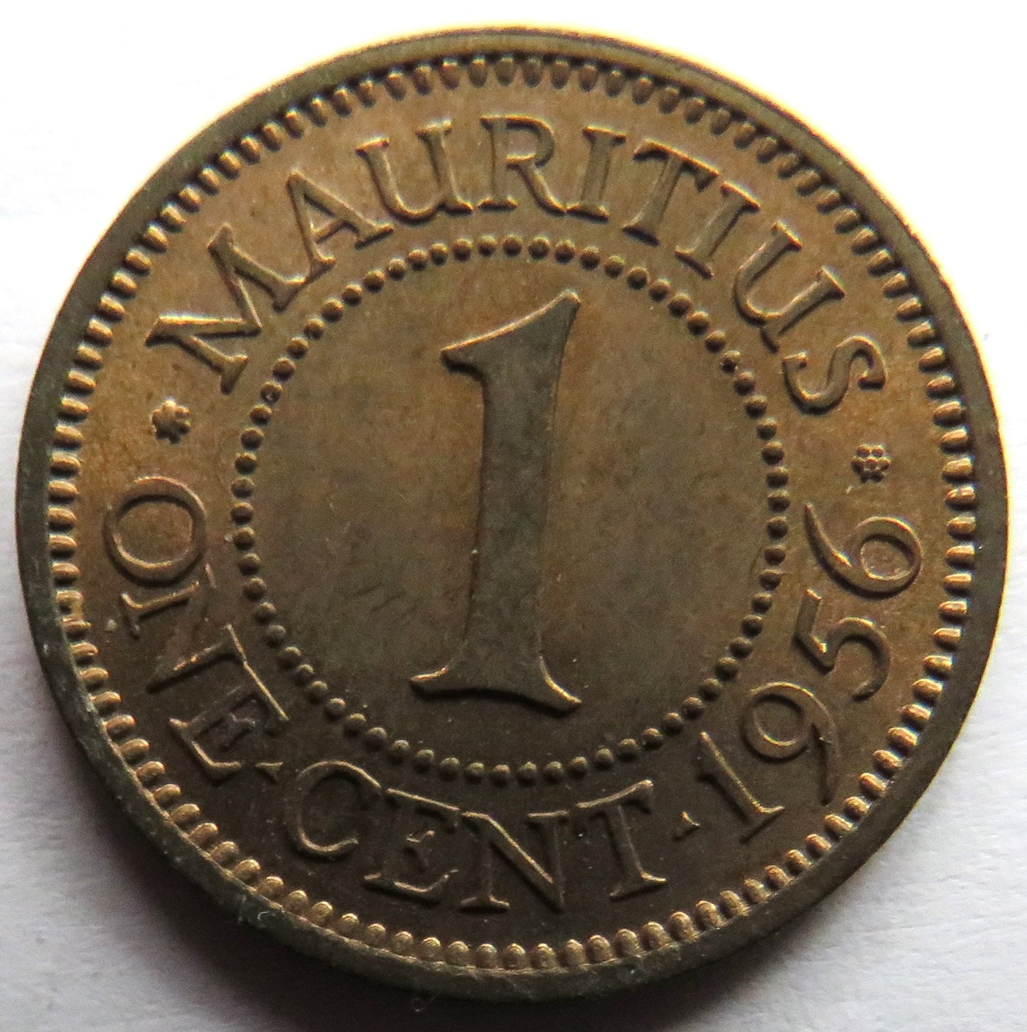 1956 Queen Elizabeth II Mauritius One Cent Coin High Grade