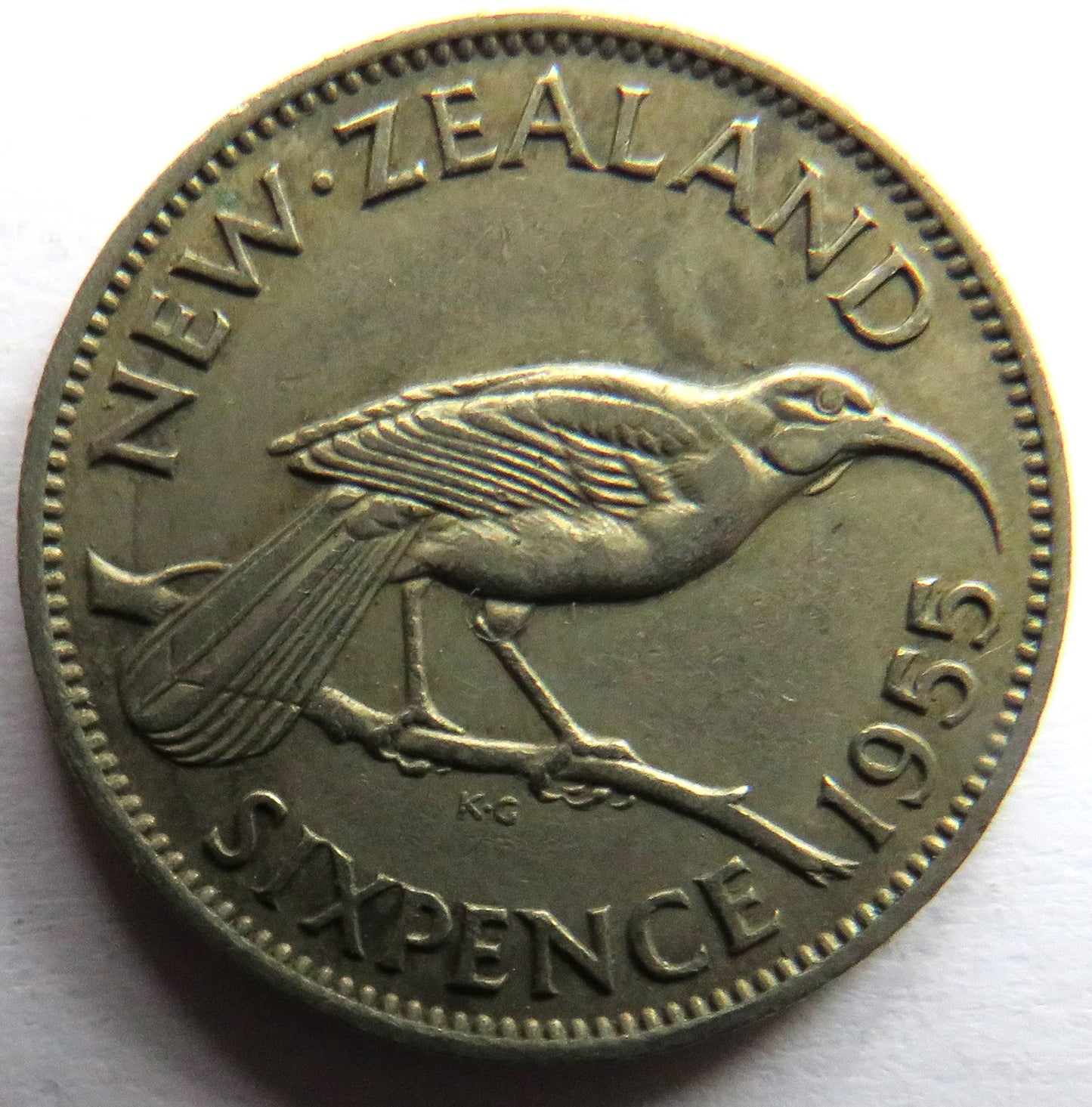 1955 Queen Elizabeth II New Zealand Sixpence Coin