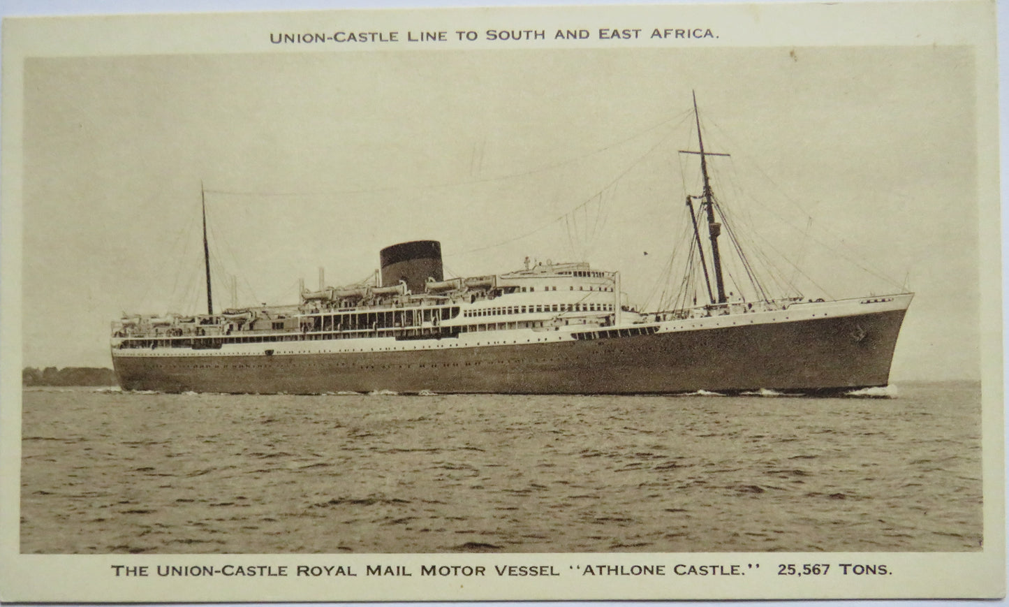 Vintage Postcard of The Union Castle Royal Mail Motor Vessel "Athlone Castle"