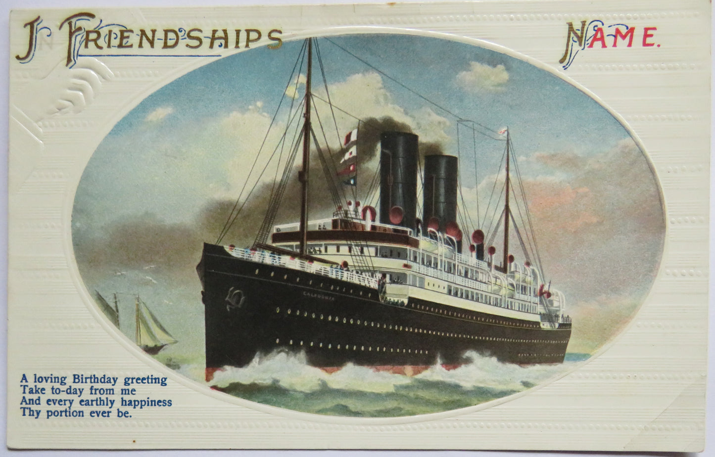 Vintage Shipping "Friendships" Greetings Postcard