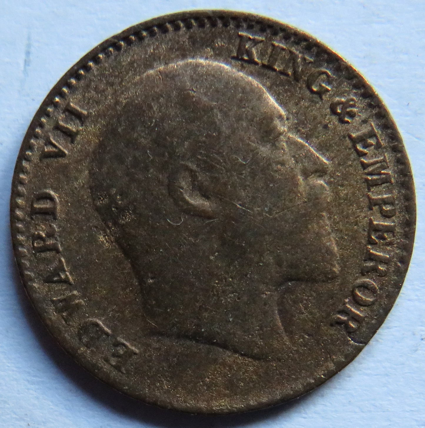 1910 King Edward VII India 1/12th Anna Coin High Grade
