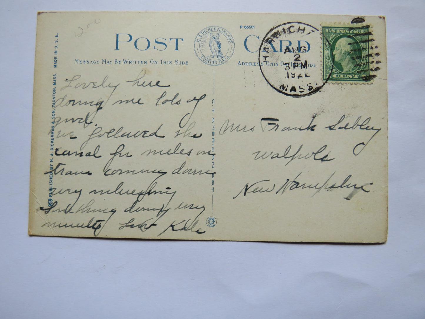 Vintage Shipping Postcard of Submarine Chasers In Cape Cod Canal