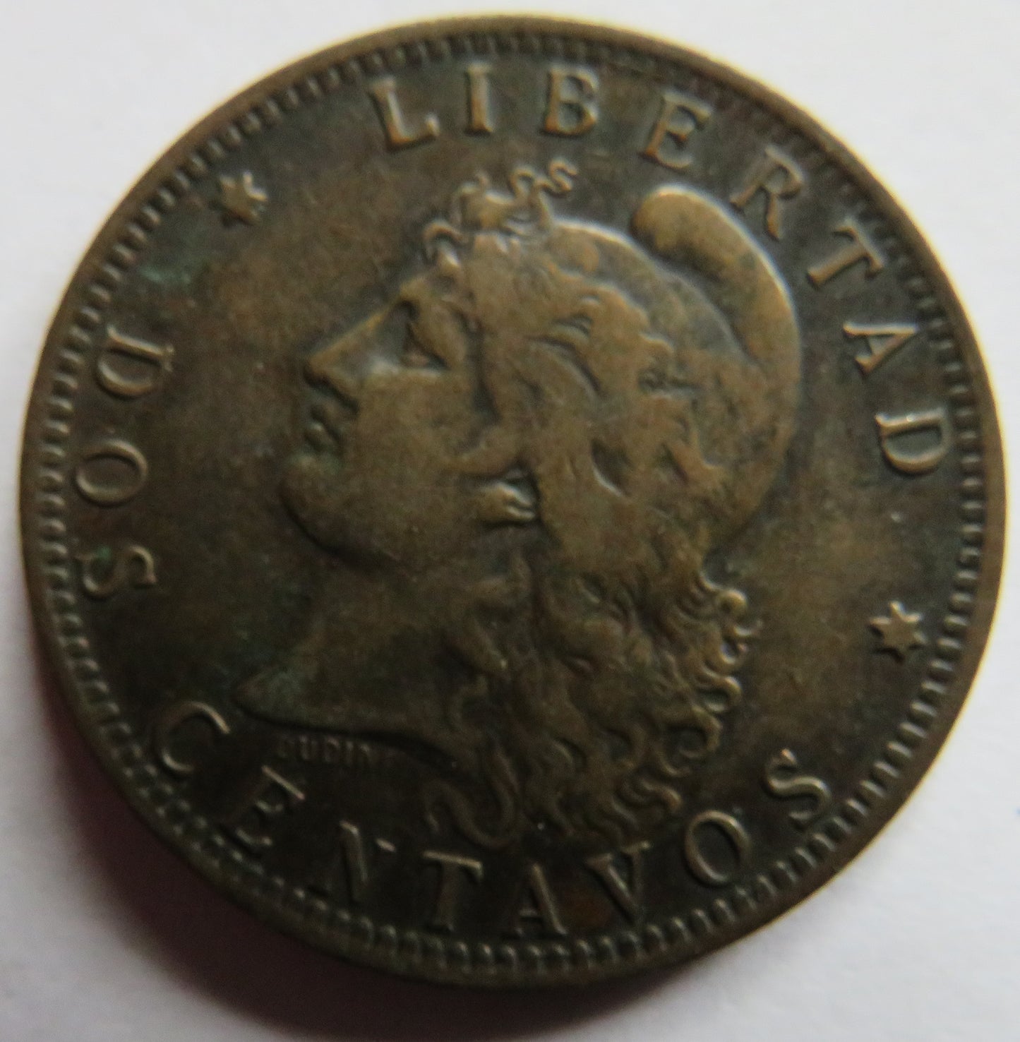 1893 Argentina 2 Centavos Coin