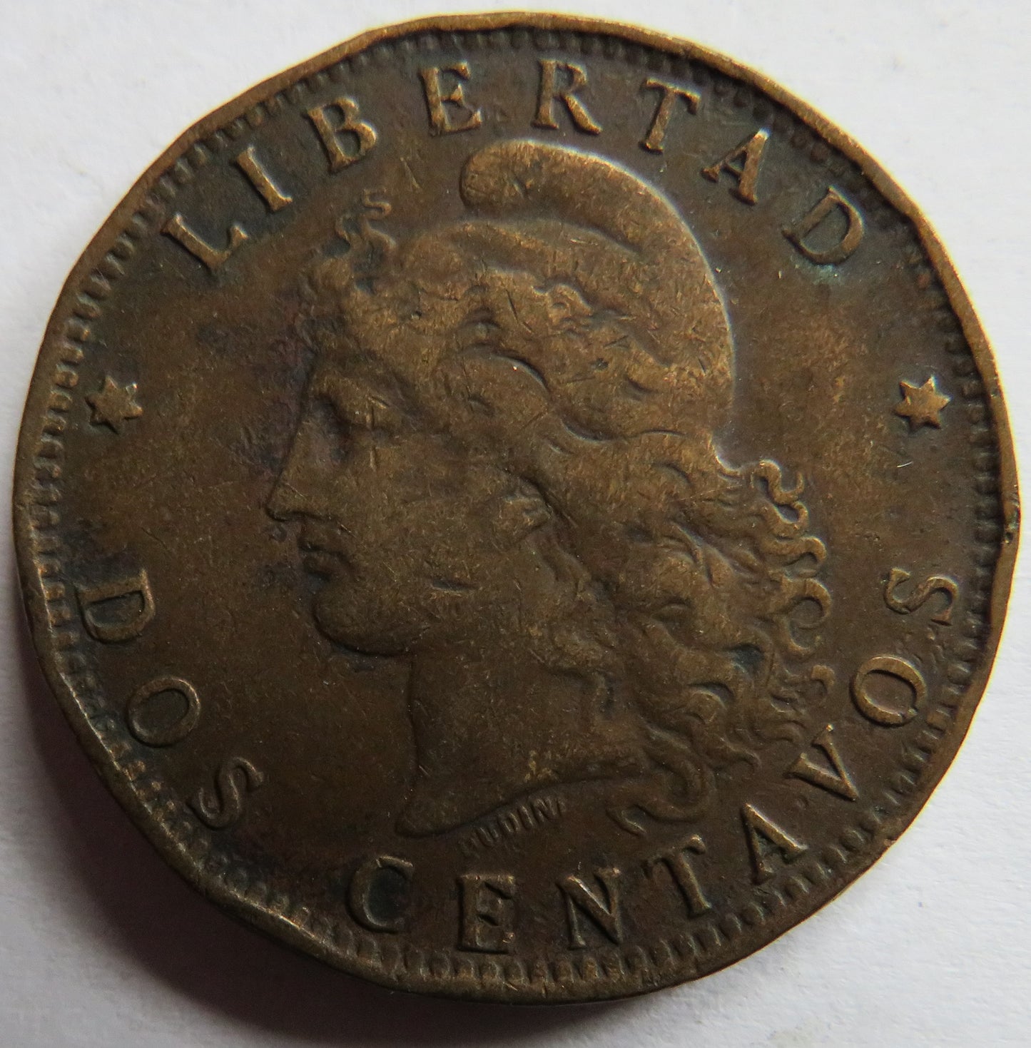 1893 Argentina 2 Centavos Coin