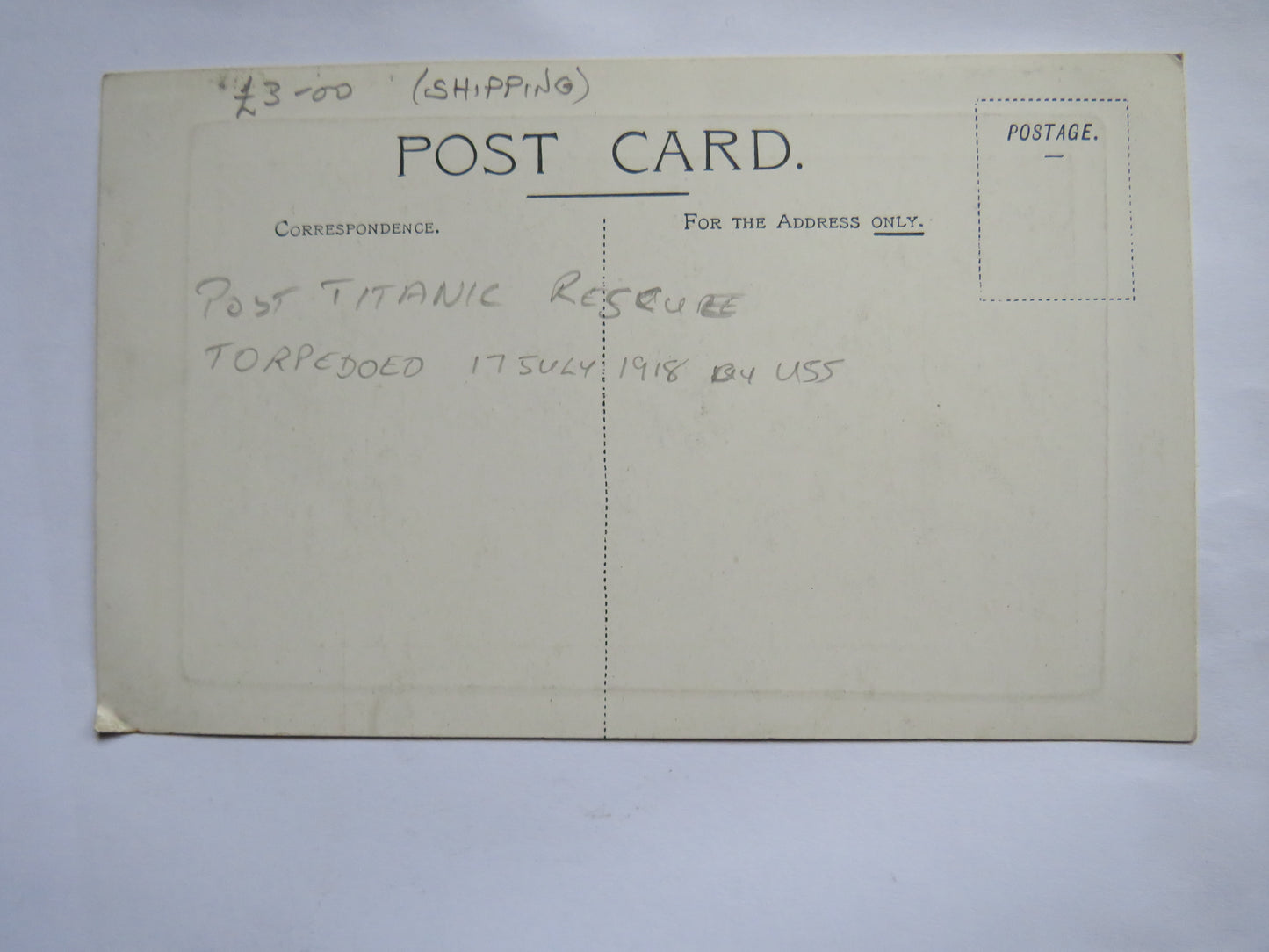 Original Postcard of Cunard R.M.S. Carpathia At Palermo Titanic Rescue Vessel