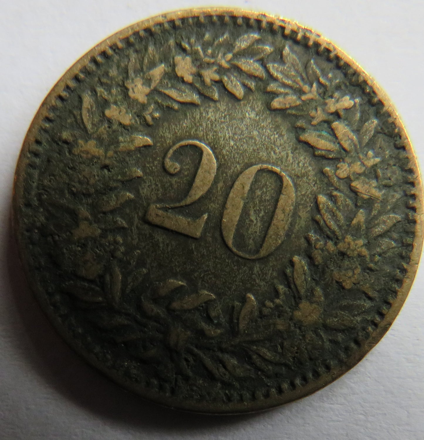 1859 Switzerland 20 Rappen Coin
