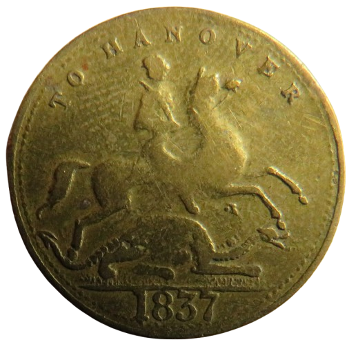 1837 Queen Victoria " To Hanover" Cumberland Jack Token