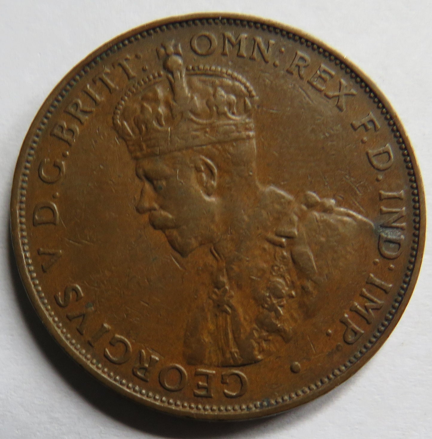 1936 King George V Australia One Penny Coin