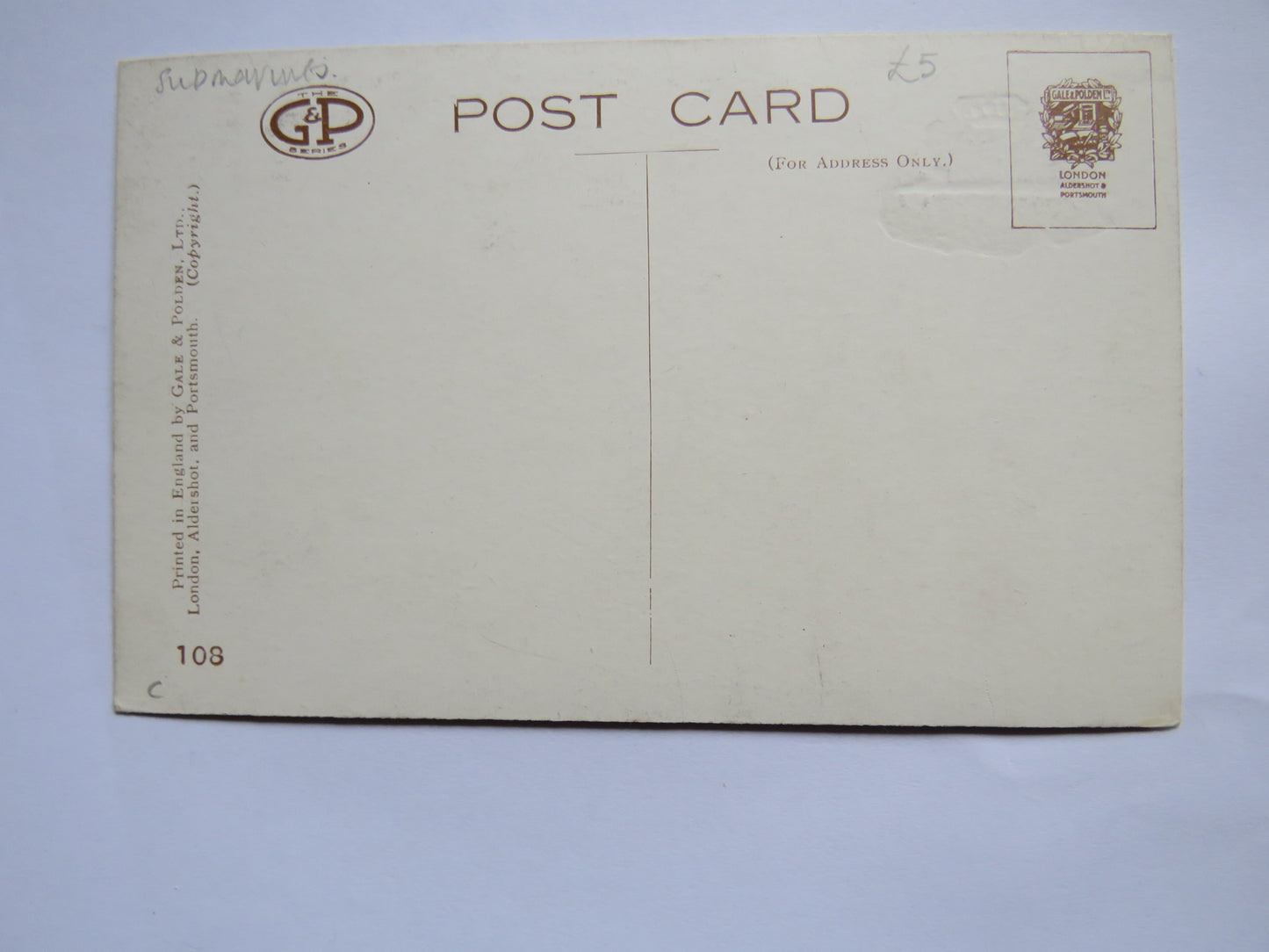 Vintage Postcard of Submarine "E" Class