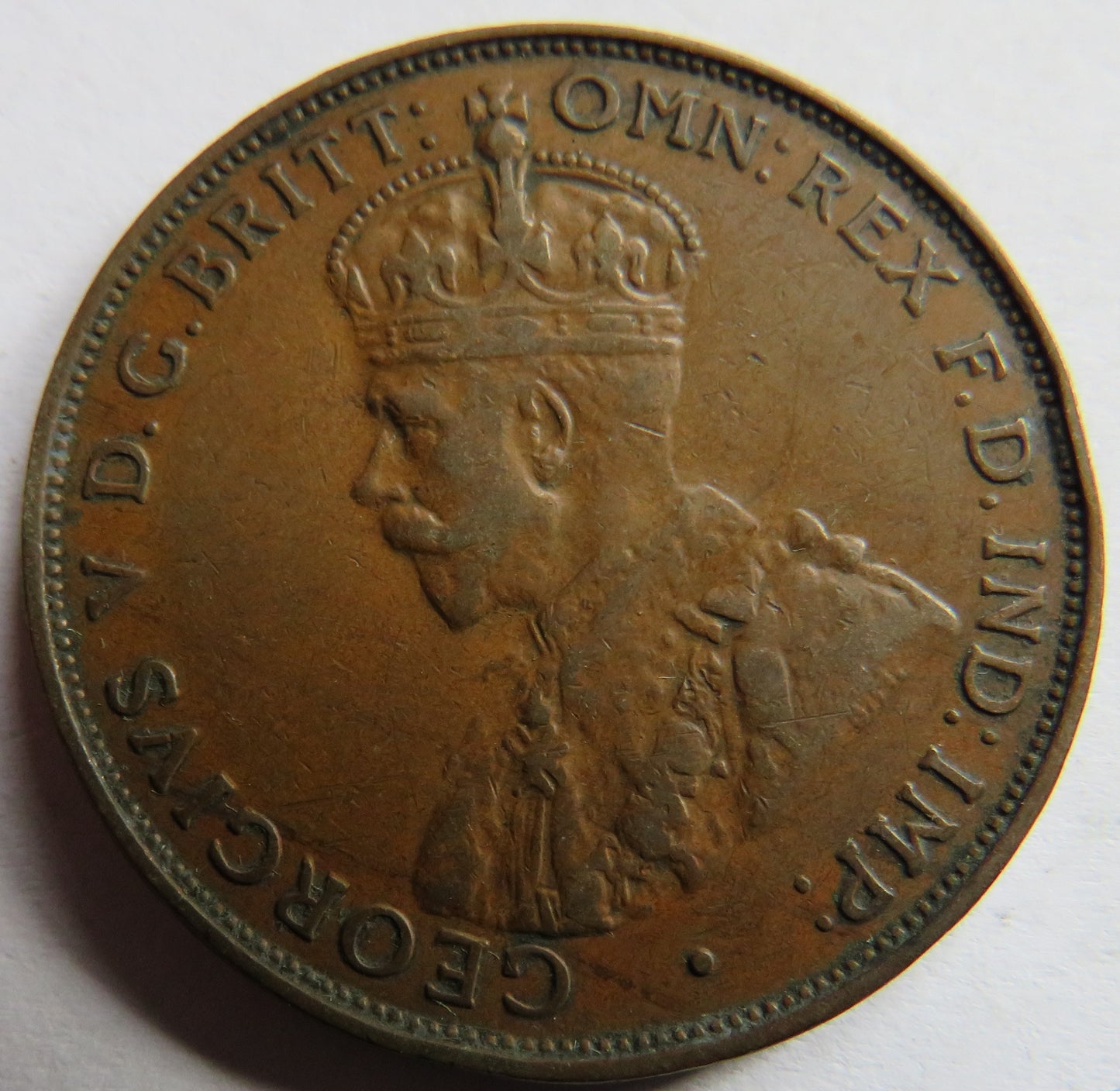 1936 King George V Australia One Penny Coin
