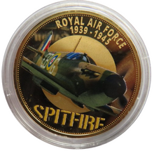 Load image into Gallery viewer, 2020 Guernsey Fifty Pence Coin -1939-1945 Royal Airforce Spitfire
