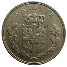 Load image into Gallery viewer, 1961 Denmark 5 Kroner Coin
