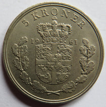 Load image into Gallery viewer, 1961 Denmark 5 Kroner Coin
