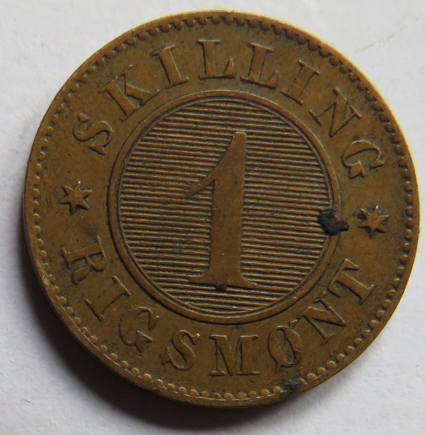 1856 Denmark 1 Skilling Rigsmønt Coin - Frederik VII