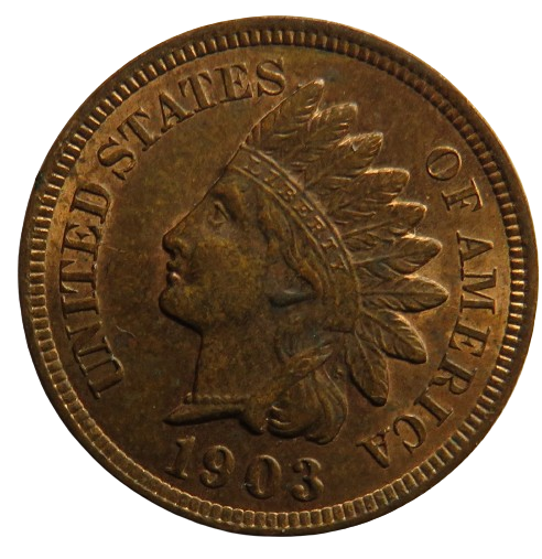 1903 USA Indian Head One Cent Coin In High Grade