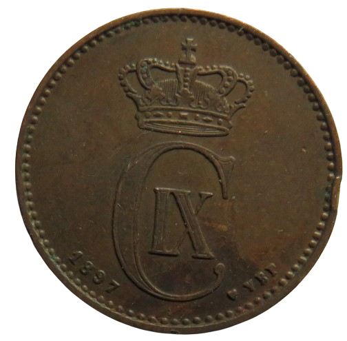 1897 Denmark 2 Ore Coin