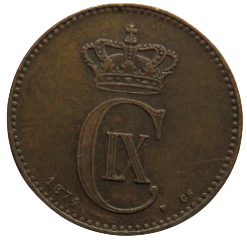 1874 Denmark 2 Ore Coin