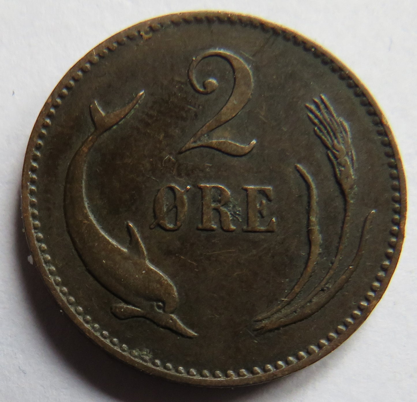1874 Denmark 2 Ore Coin