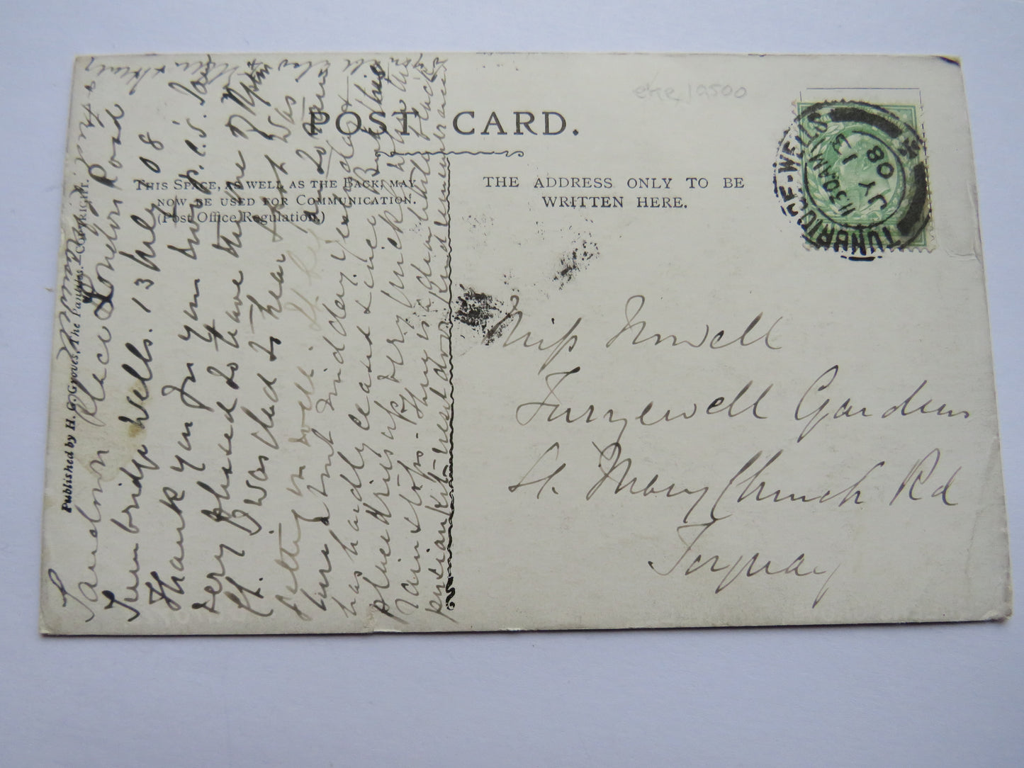 Vintage Postcard of Queen's Grove Tunbridge Wells 1908