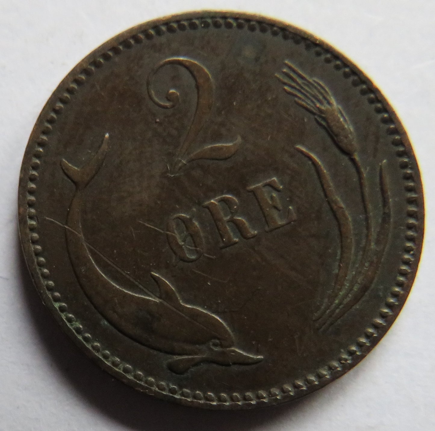 1889 Denmark 2 Ore Coin