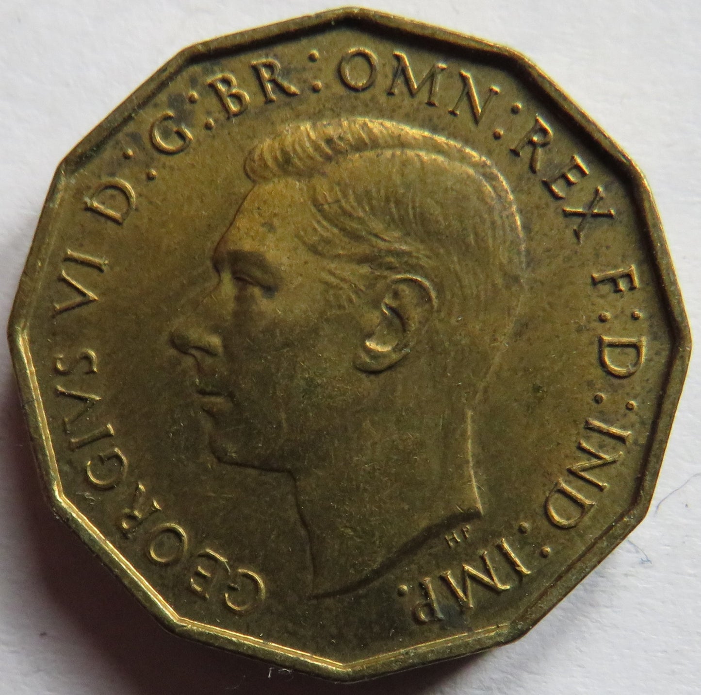 1937 King George VI Brass Threepence Coin In Higher Grade