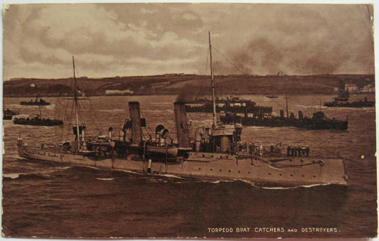 Vintage Warship Postcard of The Torpedo Boat Catchers and Destroyers