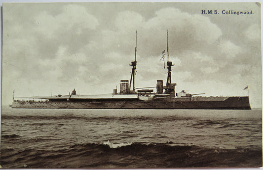 Vintage Warship Postcard of The H.M.S. / HMS Collingwood