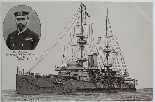 Vintage Warship Postcard of The H.M.S. / HMS Caesar