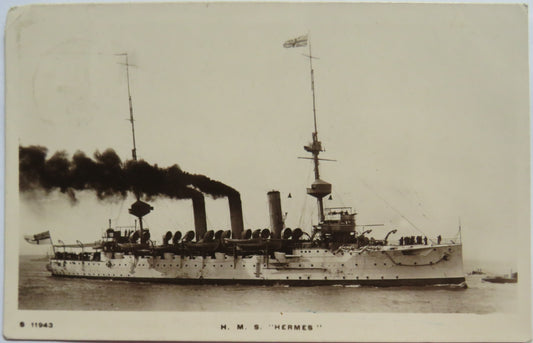 Vintage Warship Postcard of The H.M.S. / HMS "Hermes"