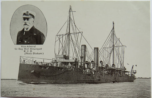 Vintage Warship Postcard of The H.M.S. / HMS "Royal Arthur"