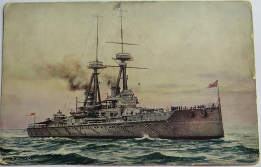 Vintage Warship Postcard of The H.M.S. / HMS St Vincent