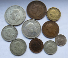 Load image into Gallery viewer, 1940 King George VI 10 Coin Year Set Halfcrown - Farthing Great Britain
