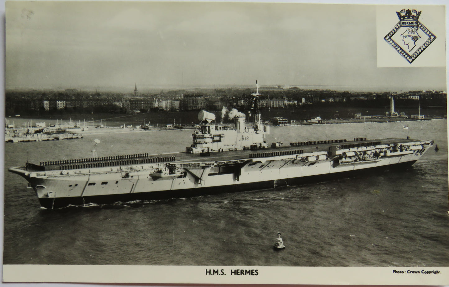 Vintage Warship Postcard of H.M.S. / HMS Hermes