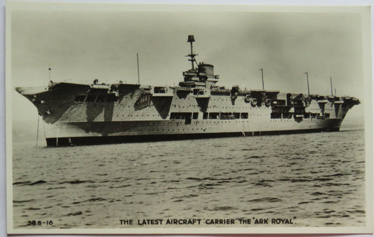 Vintage Warship Postcard of The Latest Aircraft Carrier The 'Ark Royal'
