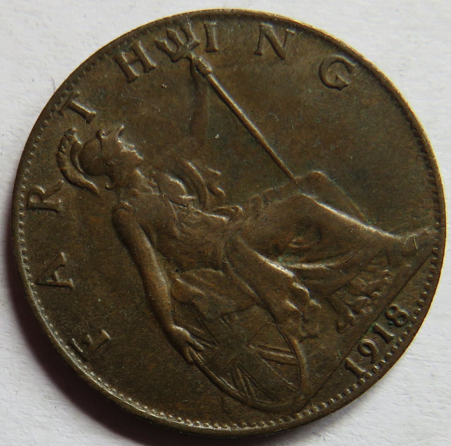 1918 King George V Farthing Coin In Better Grade