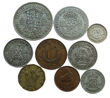 Load image into Gallery viewer, 1942 King George VI 9 Coin Year Set Halfcrown - Farthing Great Britain
