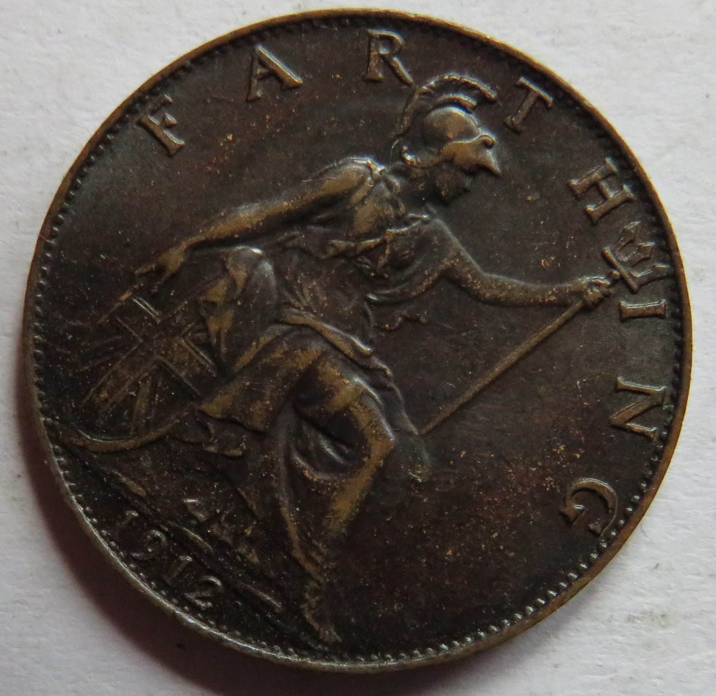 1912 King George V Farthing Coin In High Grade Dark Finish