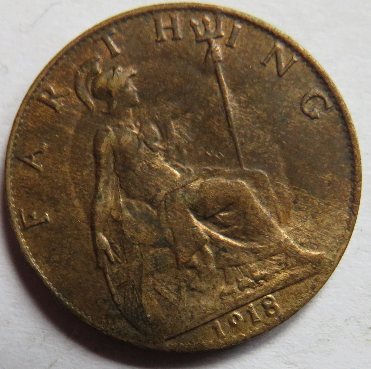 1918 King George V Farthing Coin In High Grade