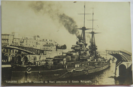 Vintage Warship Postcard Taranto La. R. N. Leonardo Da Vinci