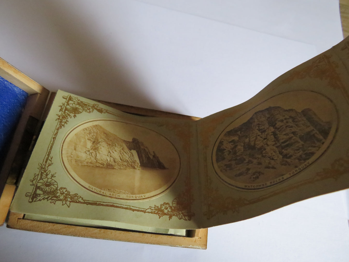 Antique Mauchline Black Lacquer Ware Box Photographic Souvenir of Torquay