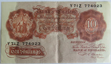 Load image into Gallery viewer, (1950) Bank of England 10 Shillings Banknote (Y71Z) P.S.Beale
