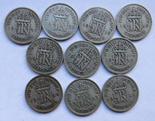 Load image into Gallery viewer, 1937 - 1946 King George VI Silver Sixpence Run of 10 Coins
